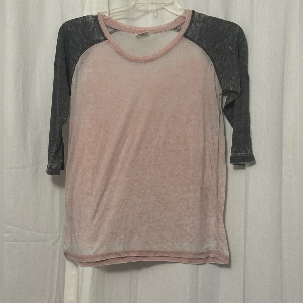 Pink and gray baseball tee